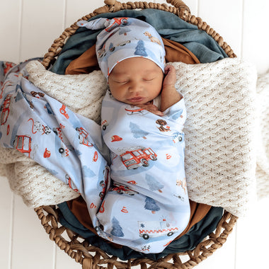 To The Rescue Organic Jersey Wrap & Beanie Set | Snuggle Hunny