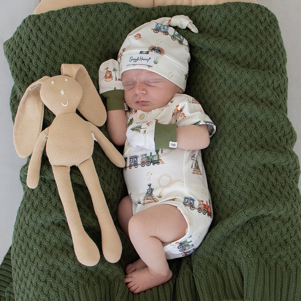 Trains Organic Cotton Mittens - View 3
