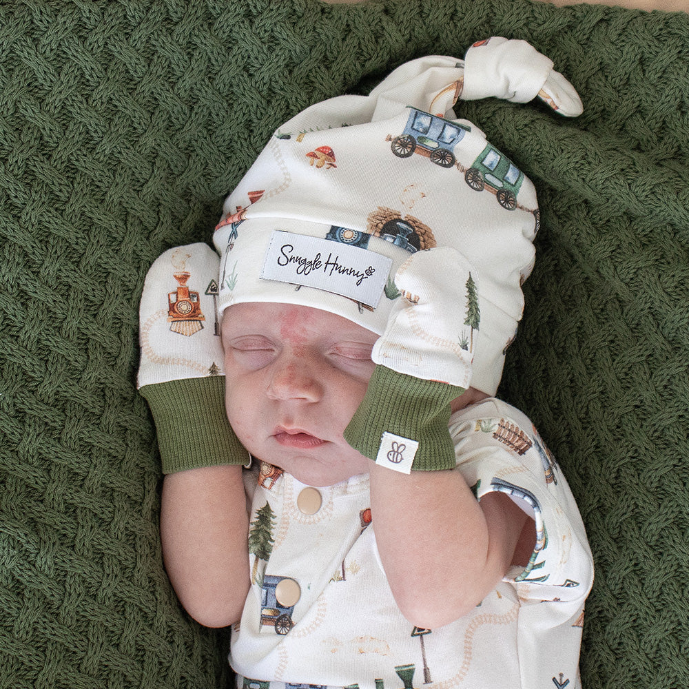 Trains Organic Cotton Mittens - View 2