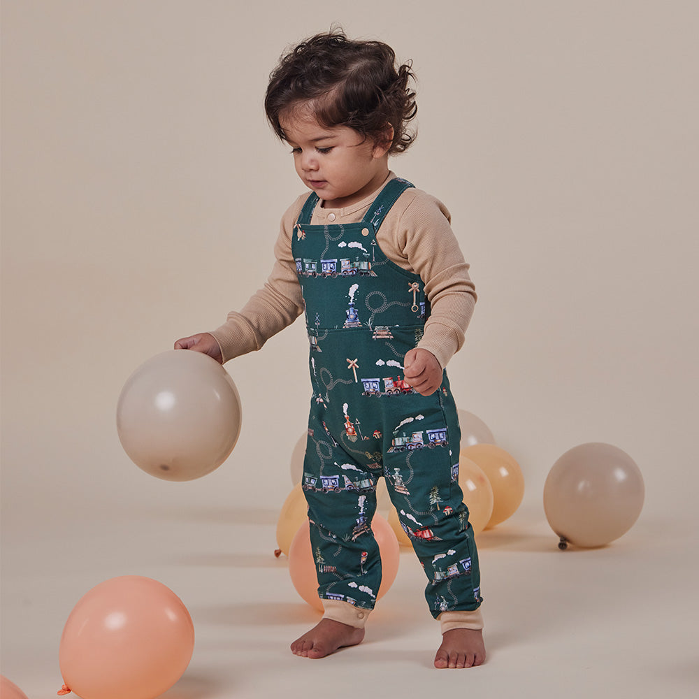 Trains Organic Snuggle Overalls - View 10