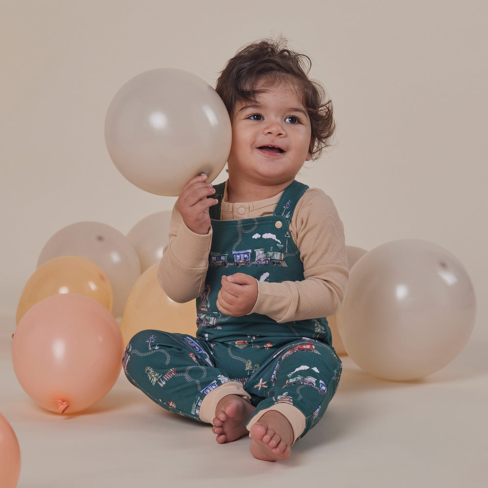Trains Organic Snuggle Overalls - View 6