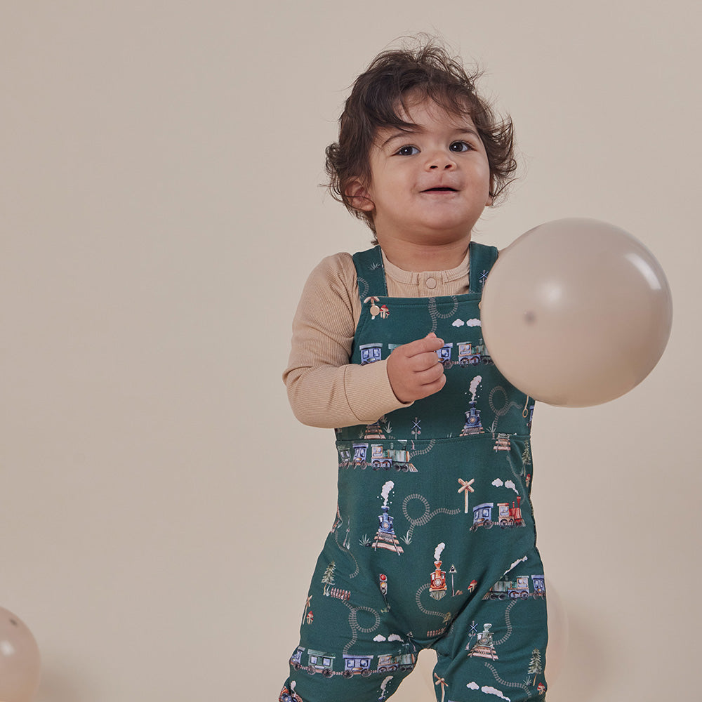 Trains Organic Snuggle Overalls - View 8