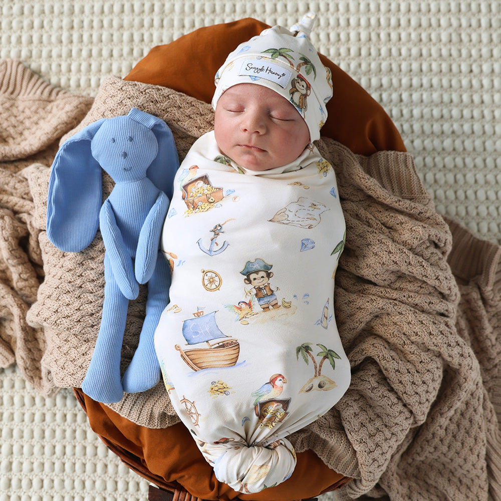 Treasure Island Organic Jersey Wrap & Beanie Set - View 3