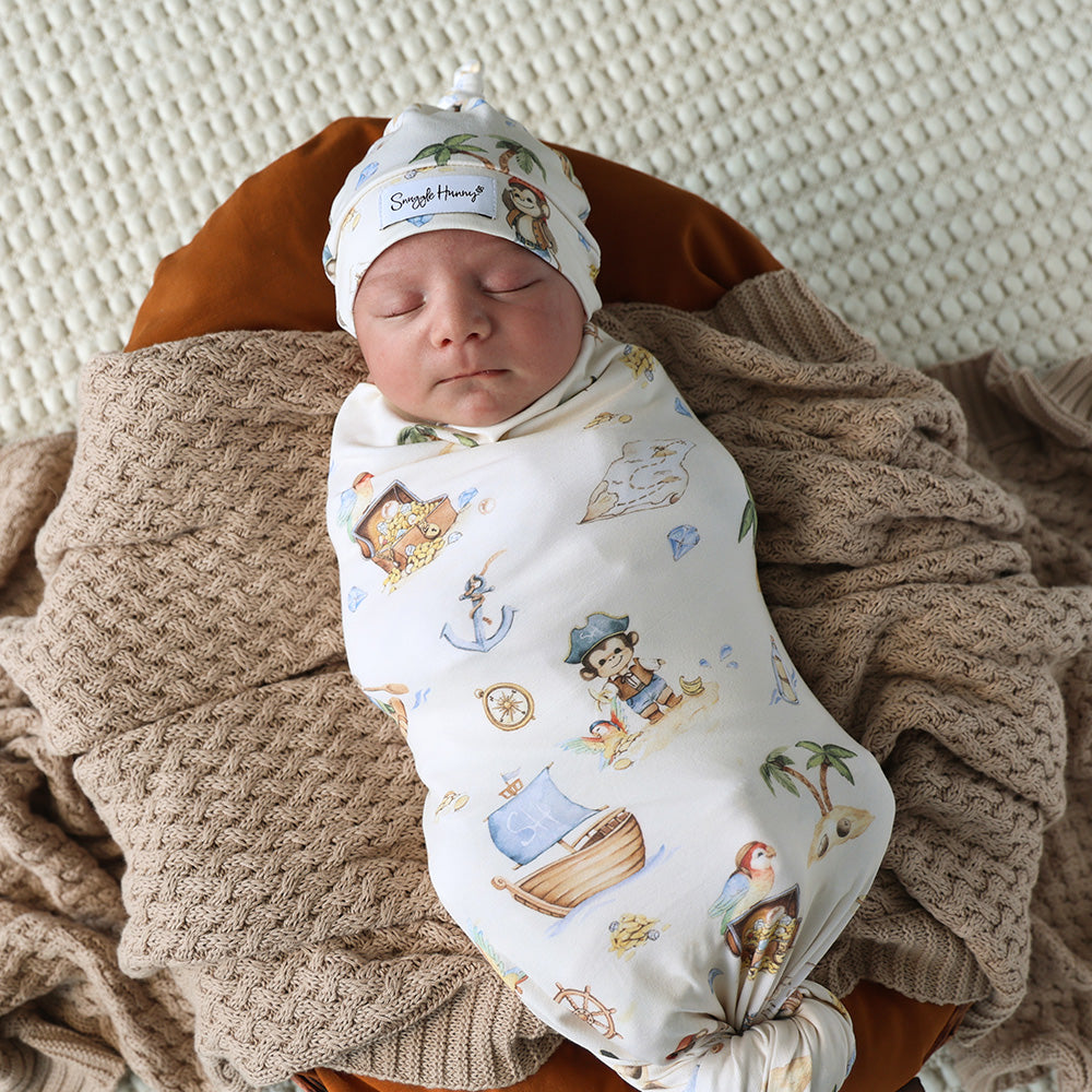 Treasure Island Organic Jersey Wrap & Beanie Set - View 1