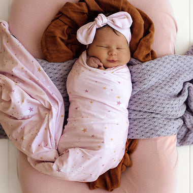 Twinkle Organic Jersey Wrap & Topknot Set | Snuggle Hunny