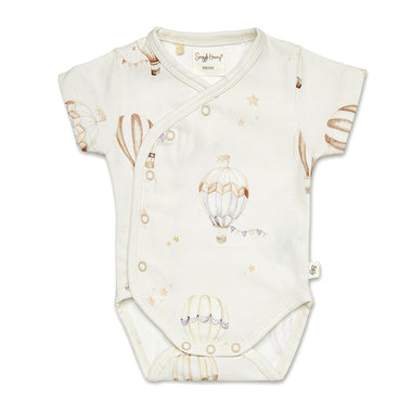 Up & Away Short Sleeve Organic Kimono Bodysuit | Snuggle Hunny