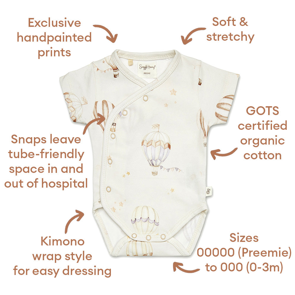 Up & Away Short Sleeve Organic Kimono Bodysuit - View 4