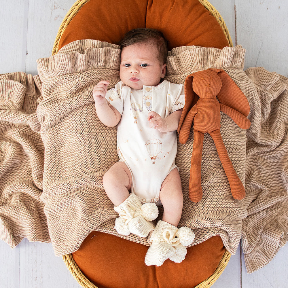 Cream Organic Cotton Knit Booties - View 5