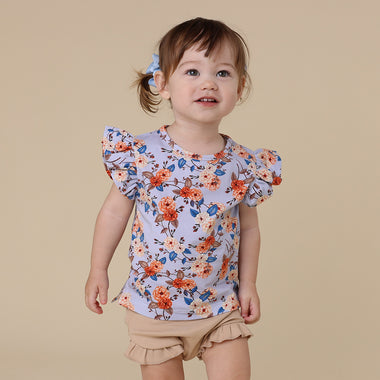 Vintage Blossom Organic T-Shirt with Frill | Snuggle Hunny