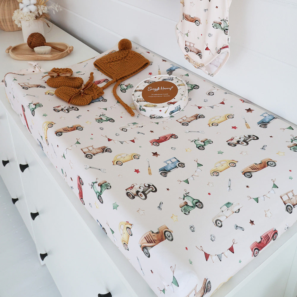Vintage Cars Organic Bassinet Sheet / Change Pad Cover - View 3