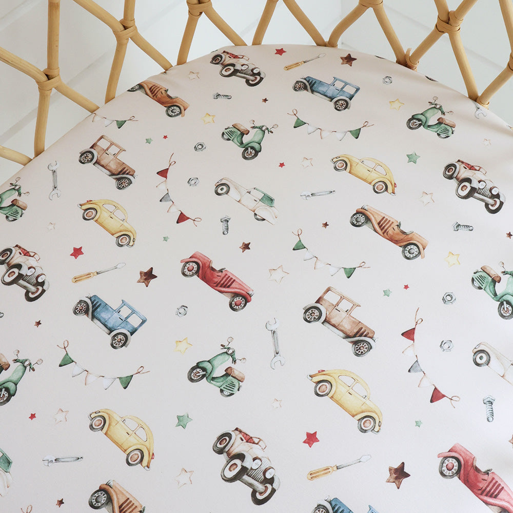 Vintage Cars Organic Bassinet Sheet / Change Pad Cover - View 2