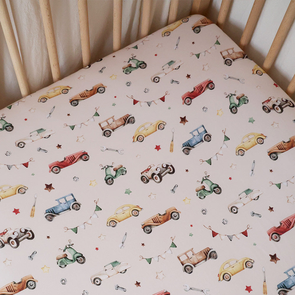 Vintage Cars Organic Fitted Cot Sheet - View 2