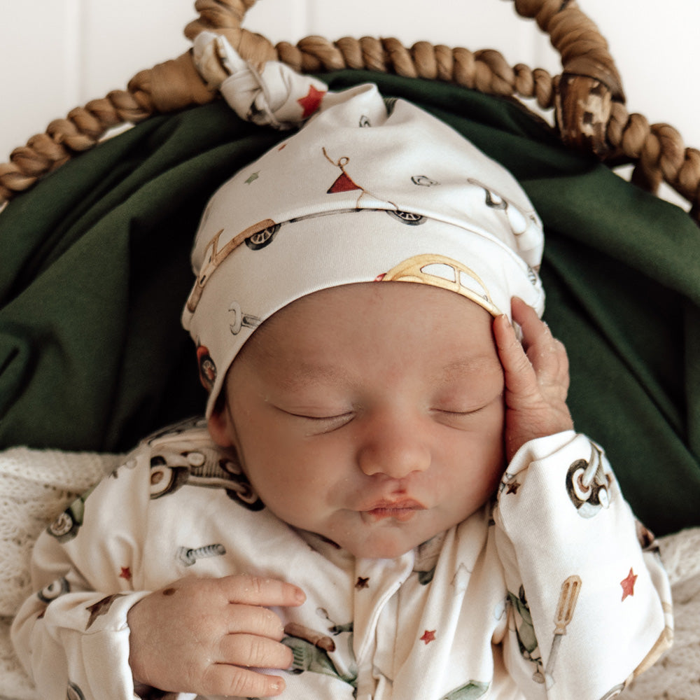 Vintage Cars Organic Knotted Beanie - View 1