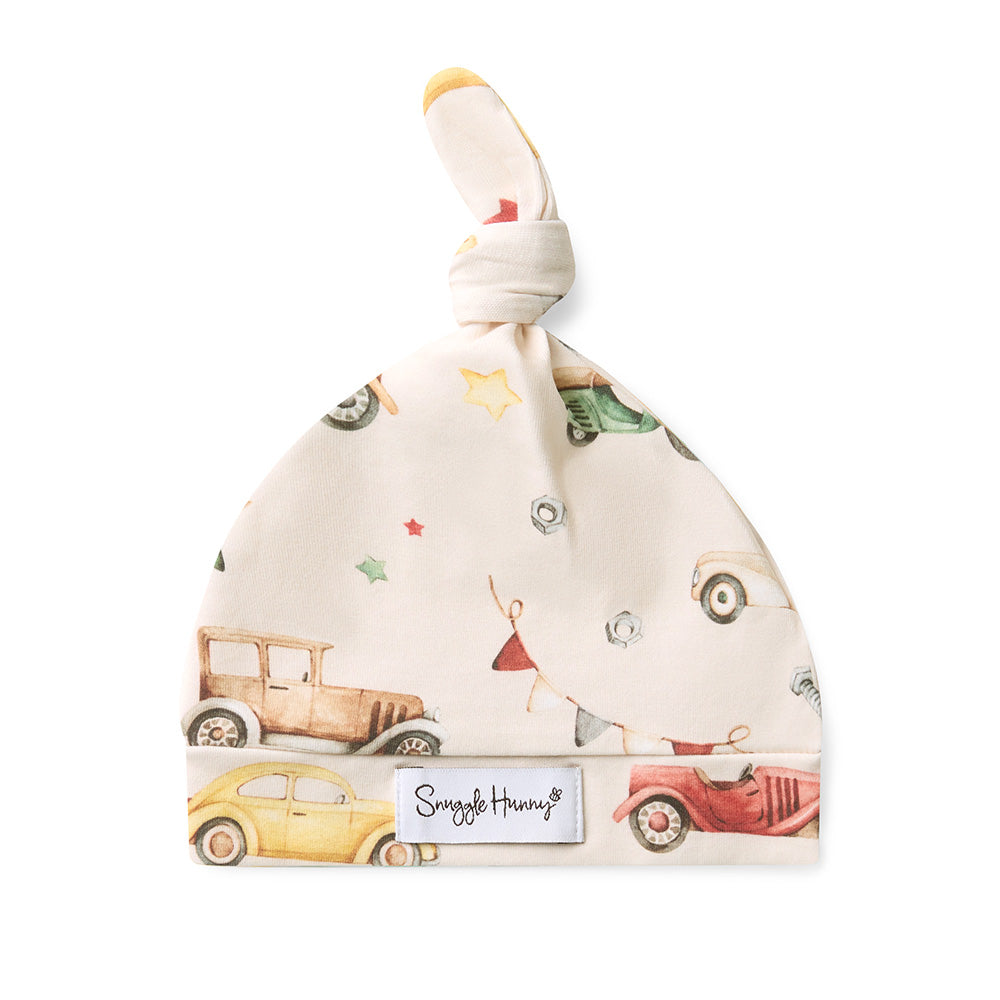 Vintage Cars Organic Knotted Beanie - View 2