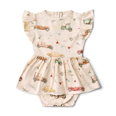 Vintage Cars Short Sleeve Organic Dress | Snuggle Hunny
