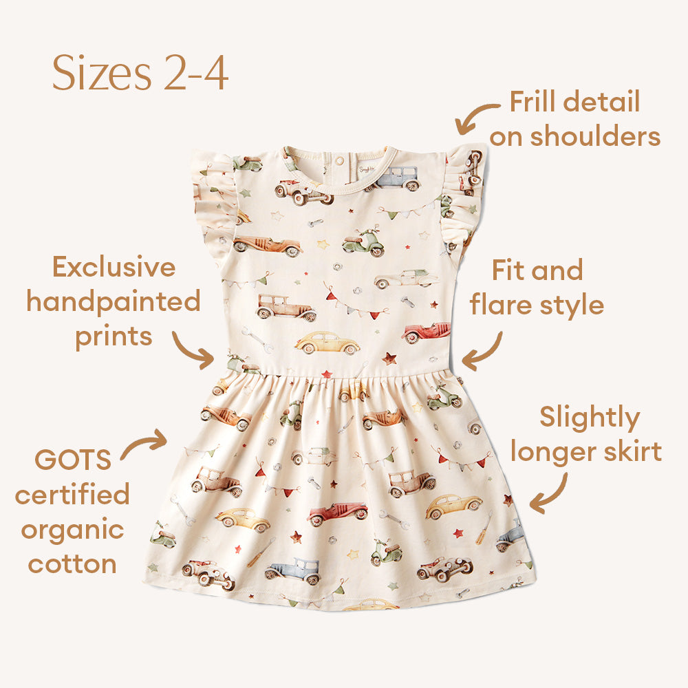 Vintage Cars Short Sleeve Organic Dress - View 10