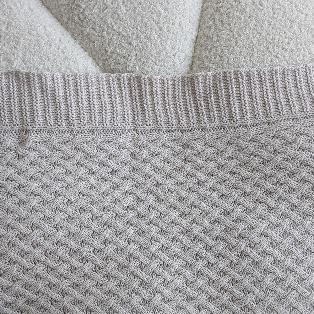 Warm Grey Diamond Knit Organic Baby Blanket - View 6