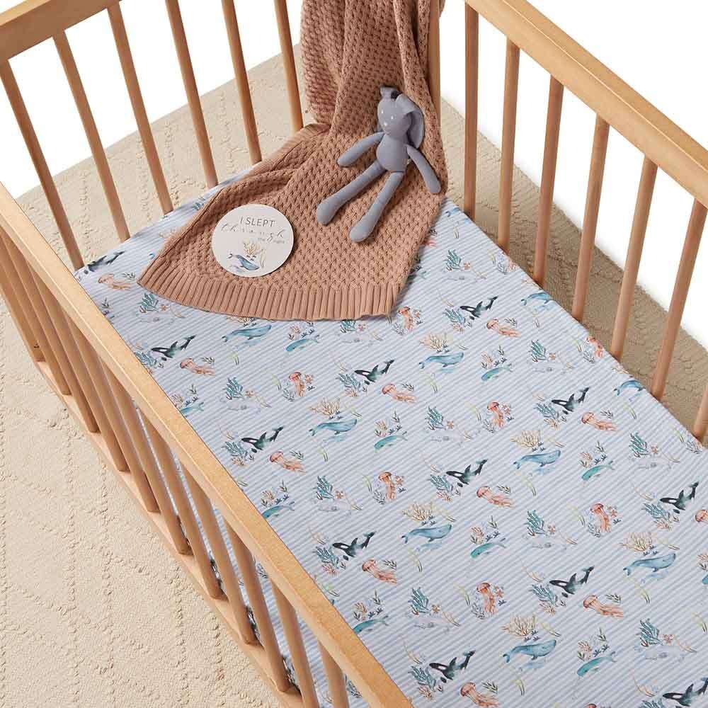 Whale Organic Fitted Cot Sheet - View 1