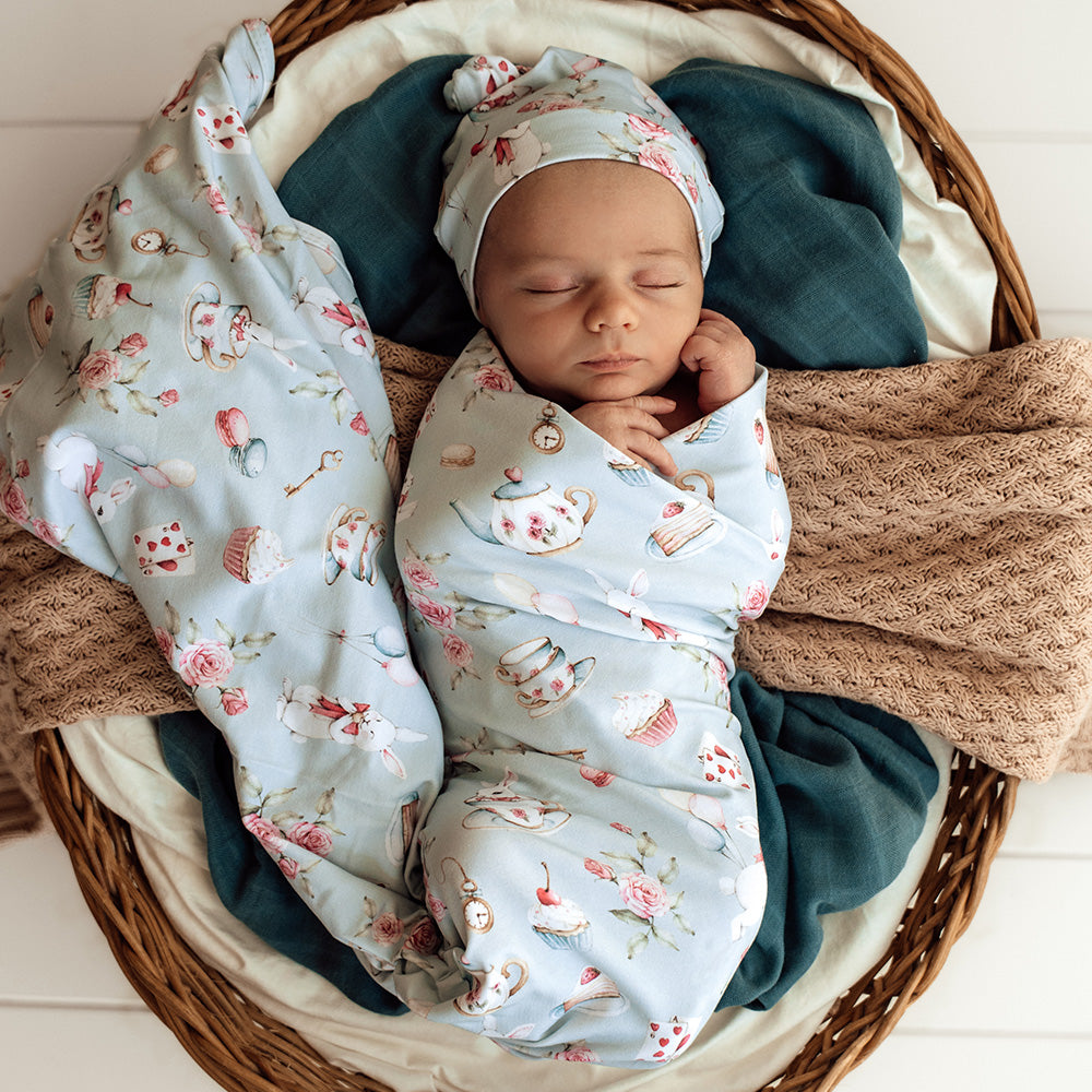 White Rabbit Organic Jersey Wrap & Beanie Set - View 1