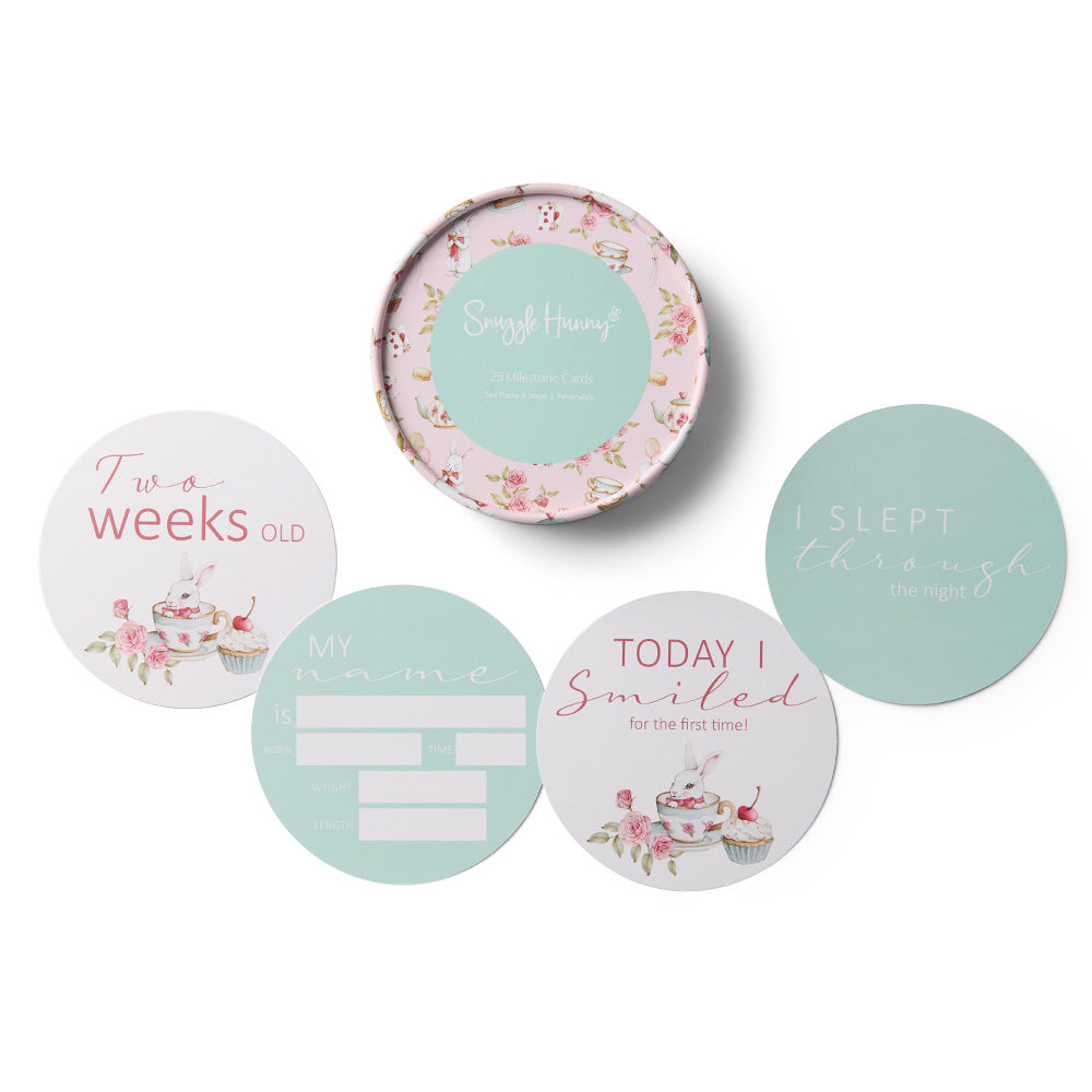 Tea Party & Sage Reversible Milestone Cards - View 1