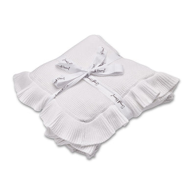 White Ruffle Knit Organic Baby Blanket | Snuggle Hunny