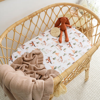 Wild Horses Organic Bassinet Sheet / Change Pad Cover | Snuggle Hunny