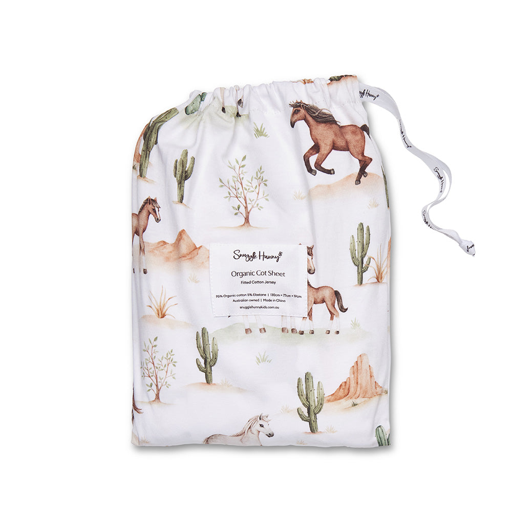 Wild Horses Organic Fitted Cot Sheet - View 8