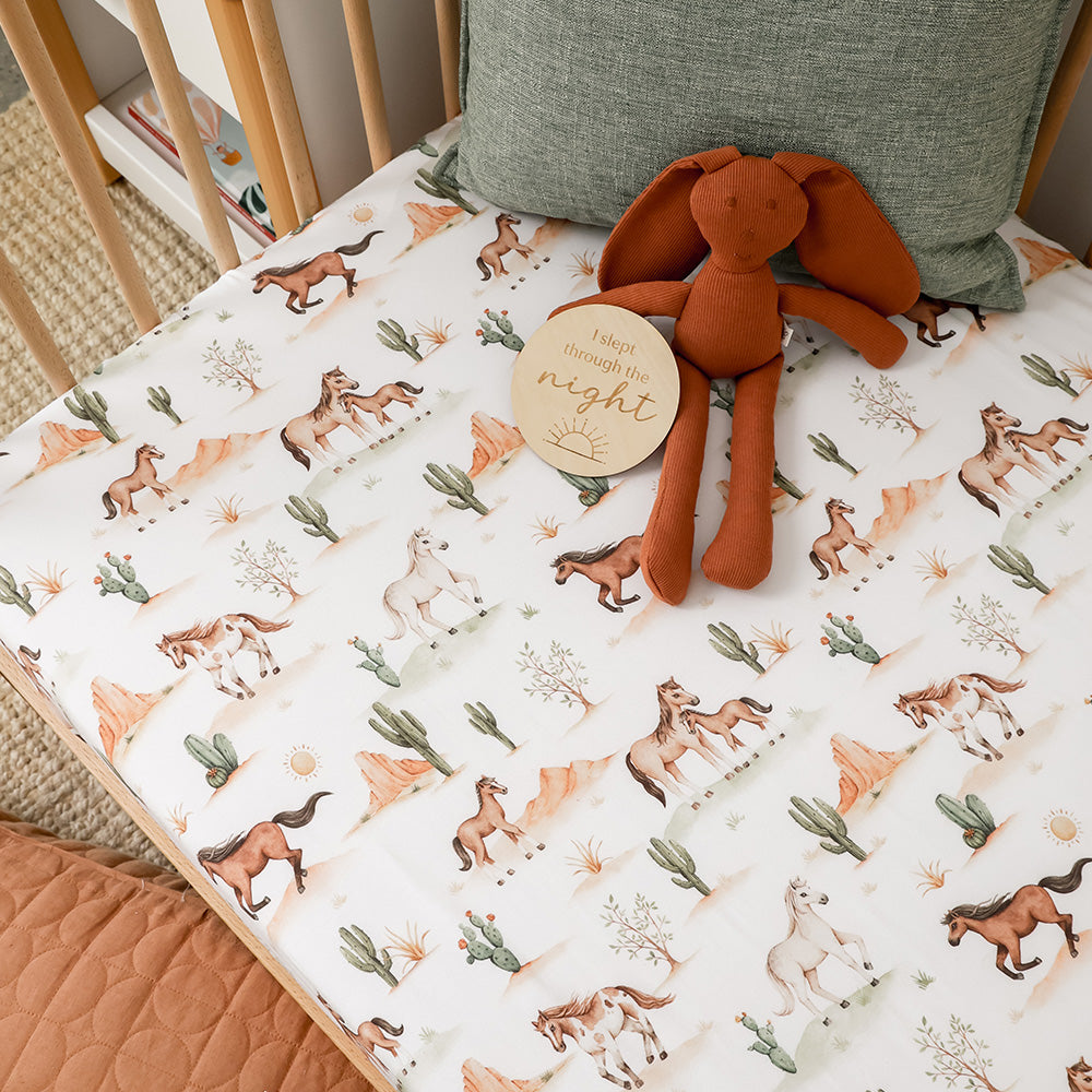 Wild Horses Organic Fitted Cot Sheet - View 3
