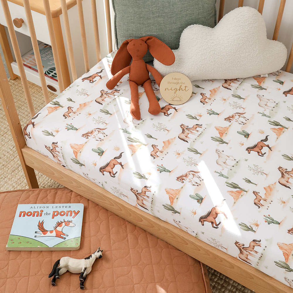 Wild Horses Organic Fitted Cot Sheet - View 6