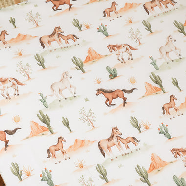 Wild Horses Organic Fitted Cot Sheet | Snuggle Hunny