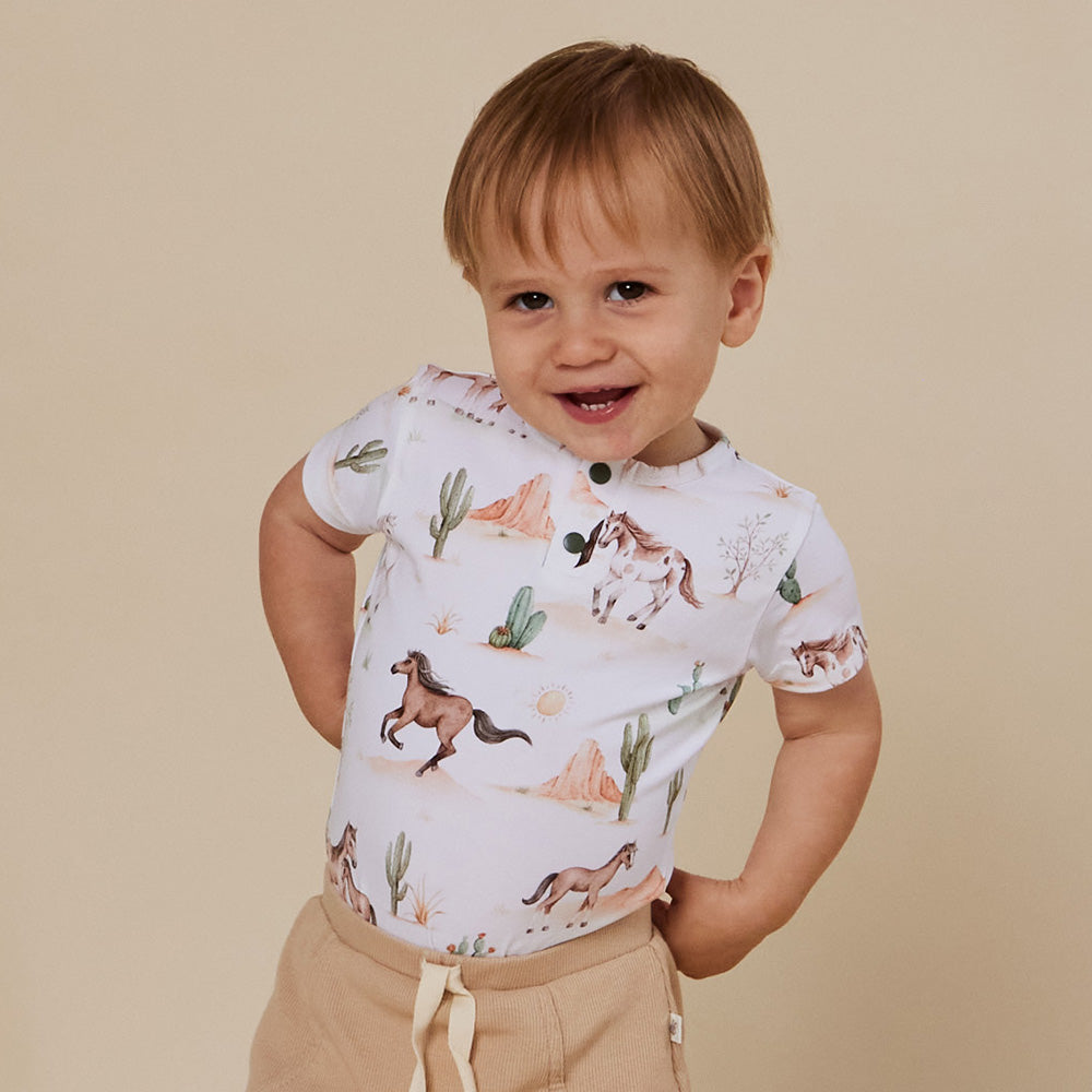 Wild Horses Short Sleeve Organic Bodysuit - View 1