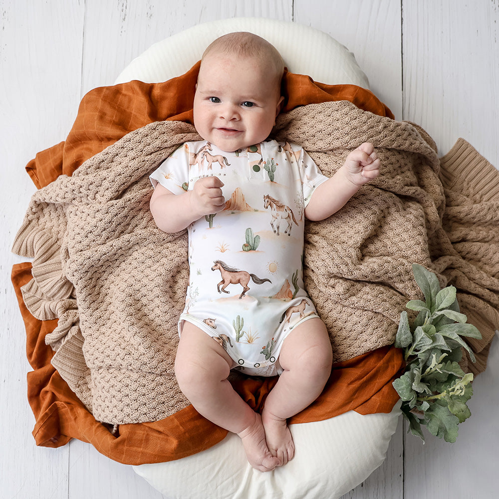 Wild Horses Short Sleeve Organic Bodysuit - View 3