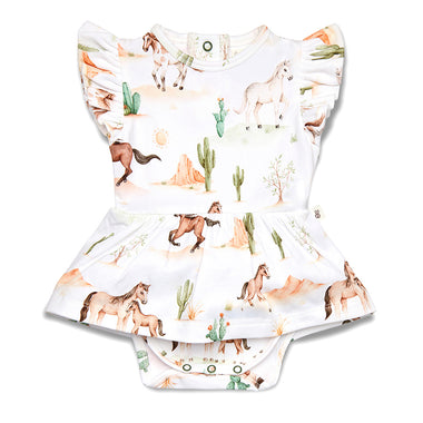 Wild Horses Short Sleeve Organic Dress | Snuggle Hunny
