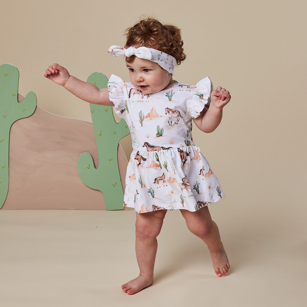 Wild Horses Short Sleeve Organic Dress - View 5