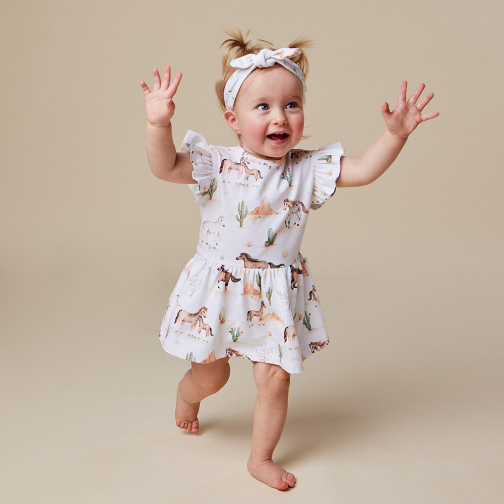 Wild Horses Short Sleeve Organic Dress - View 6