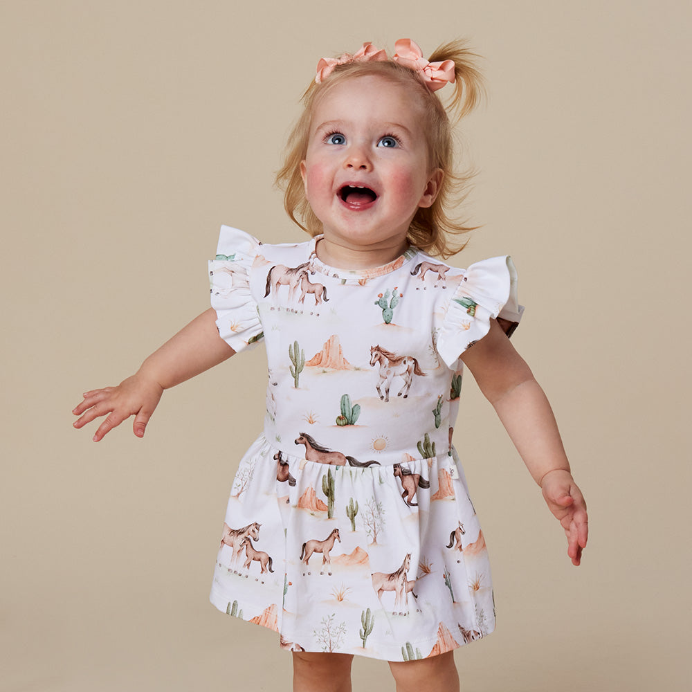 Wild Horses Short Sleeve Organic Dress - View 1
