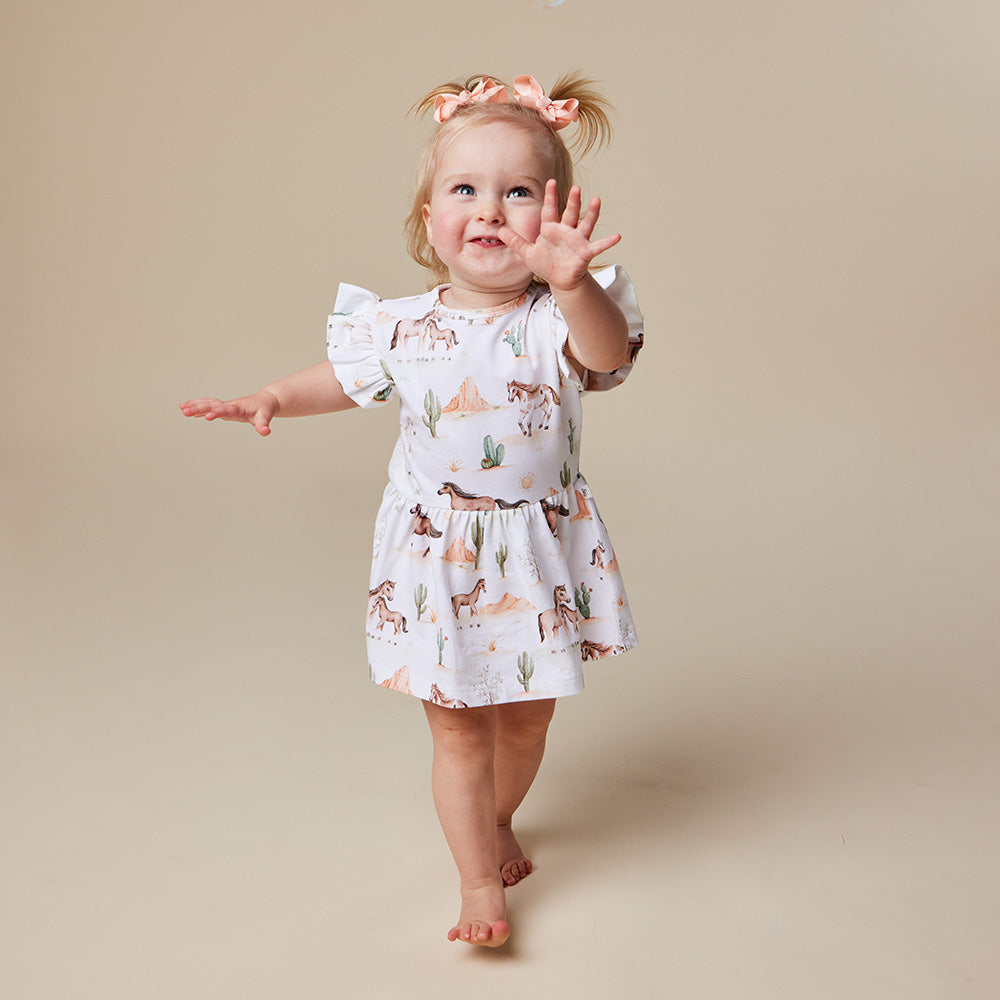 Wild Horses Short Sleeve Organic Dress - View 13