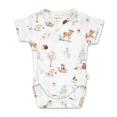 Woodland Tales Short Sleeve Organic Kimono Bodysuit | Snuggle Hunny